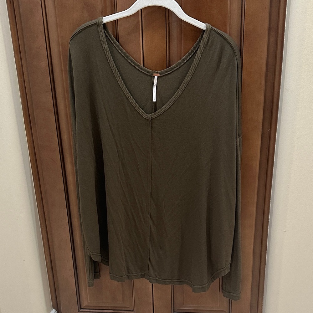 Free People Deep Olive Long Sleeve Top